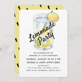 Moderne Witte & Gele Limonade Party Uitnodiging