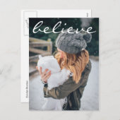 Moderne Witte Geloof Typografie Fotovakantie Feestdagenkaart (Voorkant / Achterkant)