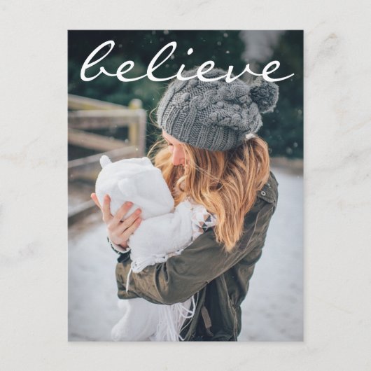 Moderne Witte Geloof Typografie Fotovakantie Feestdagenkaart (Voorkant)