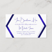 Moderne, witte geoometrische blauwe schimmer met m visitekaartje (Achterkant)