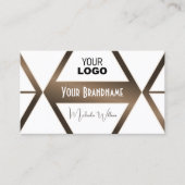 Moderne witte geoometrische bruine schimmer met Lo Visitekaartje (Voorkant)