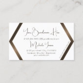 Moderne witte geoometrische bruine schimmer met mo visitekaartje (Achterkant)