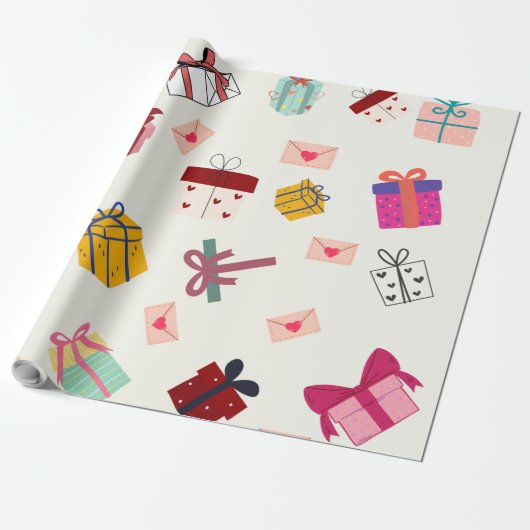 Moderne witte girale dag cadeaupapier (Uitgerold)