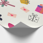 Moderne witte girale dag cadeaupapier (Hoek)