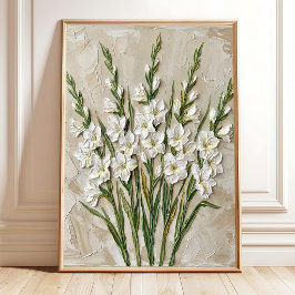 Moderne witte gladiolus-muurkunst canvasprint poster
