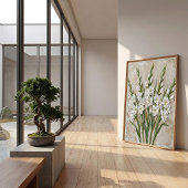 Moderne witte gladiolus-muurkunst canvasprint poster