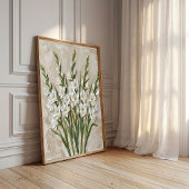Moderne witte gladiolus-muurkunst canvasprint poster