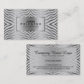 Moderne witte glitter & gouden zebrastrepen visitekaartje (Voorkant / Achterkant)