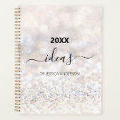 Moderne witte glitter script naam planner (Voorkant)