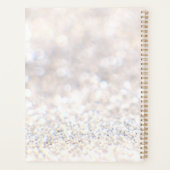 Moderne witte glitter script naam planner (Achterkant)