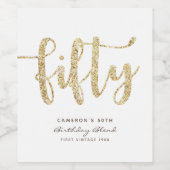 Moderne Witte & Gold 50e verjaardag op maat Wijn Etiket (Enkel label)