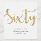 Moderne Witte & Gold 60e verjaardag op maat Wijn Etiket (Enkel label)