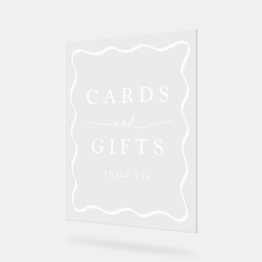 Moderne witte golvende Lijst trouwkaarten en gesch Acryl Bord (Hoek)