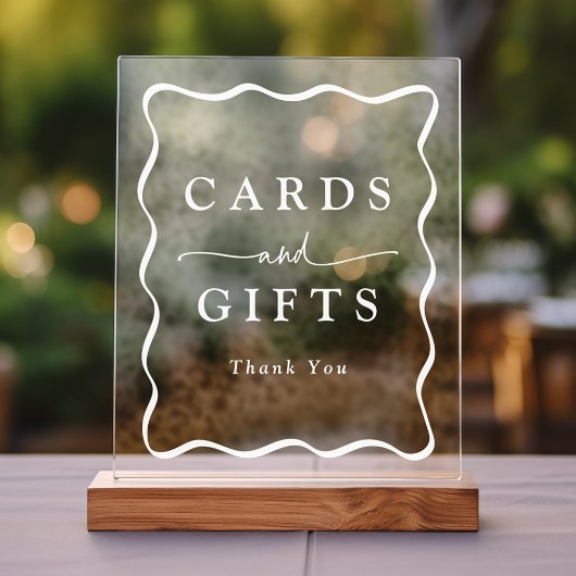 Moderne witte golvende Lijst trouwkaarten en gesch Acryl Bord