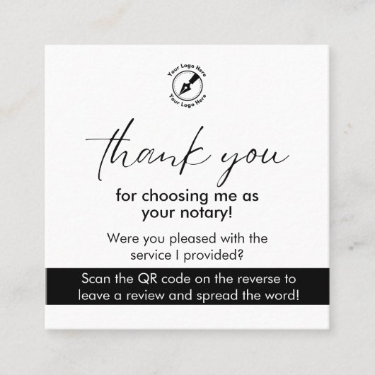 Moderne Witte Google Review QR Notaris Dank u Vierkante Visitekaartje (Voorkant)