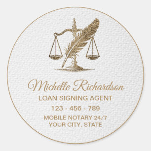 Moderne witte goud Notary Lening Ondertekening Age Ronde Sticker