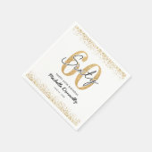 Moderne witte gouden 60e verjaardag servetten (Hoek)