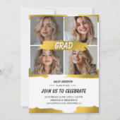 Moderne witte gouden afstudeerfeest uitnodiging me (Voorkant)