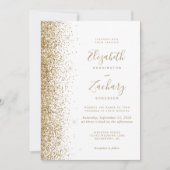 Moderne Witte Gouden Faux Glitter Edge Wedding Kaart (Voorkant)