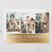 Moderne witte gouden foto's met kerstkaarten voor  feestdagenkaart (Voorkant)