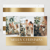 Moderne witte gouden foto's met kerstkaarten voor  feestdagenkaart (Voorkant / Achterkant)