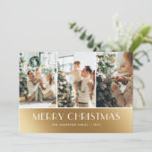 Moderne witte gouden foto's met kerstkaarten voor  feestdagenkaart (Staand voorkant)