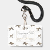 Moderne Witte Gouden Luipaard Jungle Dieren Badge (Voorzijde met lanyard)