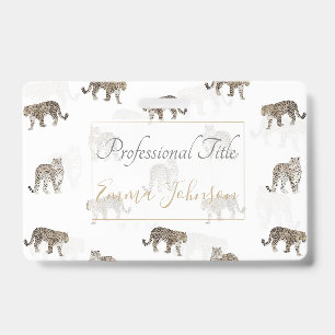 Moderne Witte Gouden Luipaard Jungle Dieren Badge