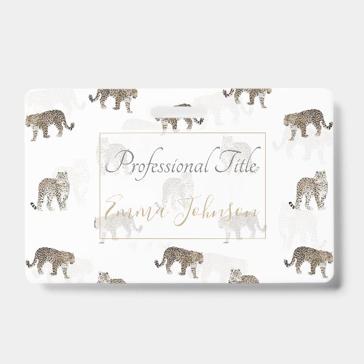 Moderne Witte Gouden Luipaard Jungle Dieren Badge (Voorzijde)