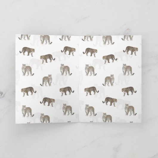 Moderne witte gouden luipaard Oerwoud dieren Feestdagen Kaart (Binnen)