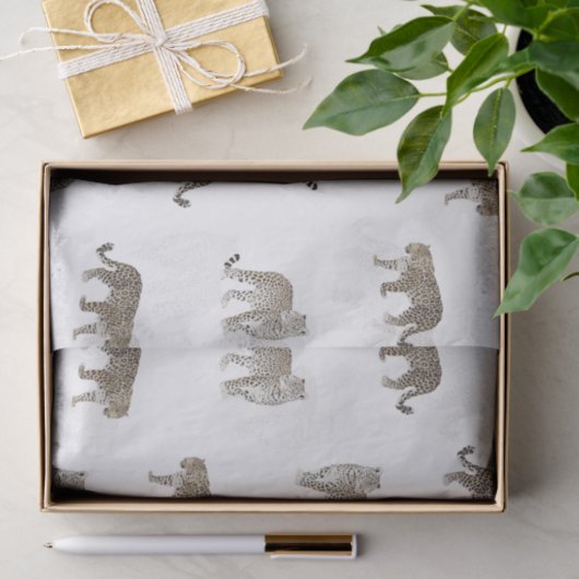 Moderne witte gouden luipaard Oerwoud dieren Tissuepapier (Geschenk)