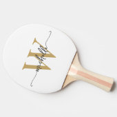 Moderne witte gouden op maat gemaakte monogram naa tafeltennisbatje (Zijkant)