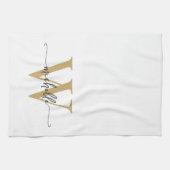 Moderne witte gouden op maat gemaakte monogram naa theedoek (Horizontaal)