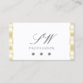 Moderne witte gouden rand monogram met spaardiaman visitekaartje (Voorkant)