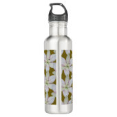 Moderne Witte Gouden-rayed Lelie Bloem Waterfles (Achterkant)