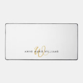 Moderne witte gouden schrijfmonogram bureaumat (Voorkant)