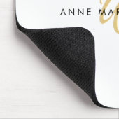 Moderne witte gouden schrijfmonogram muismat (Hoek)