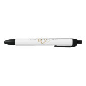 Moderne witte gouden schrijfmonogram zwarte inkt pen (Bodem)
