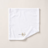 Moderne witte gouden script monogram bad handdoek (Wasdoekje)