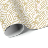Moderne witte gouden sneeuwvlok,  patroon cadeaupapier (Rol Hoek)