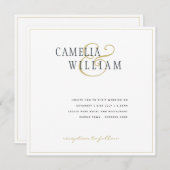 Moderne Witte Gouden Trouw Uitnodiging Klassieker (Voorkant / Achterkant)