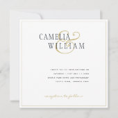 Moderne Witte Gouden Trouw Uitnodiging Klassieker (Voorkant)