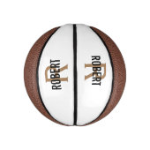 Moderne witte goudmonogram, basketbal (Verticaal)