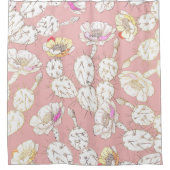 Moderne witte goudroze roze katus Floral Pattern Douchegordijn (Voorkant)