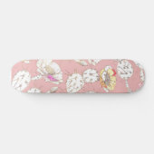 Moderne witte goudroze roze katus Floral Pattern Persoonlijk Skateboard (Horizontaal)