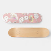 Moderne witte goudroze roze katus Floral Pattern Persoonlijk Skateboard (Horizontaal)