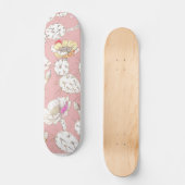 Moderne witte goudroze roze katus Floral Pattern Persoonlijk Skateboard (Voorkant)