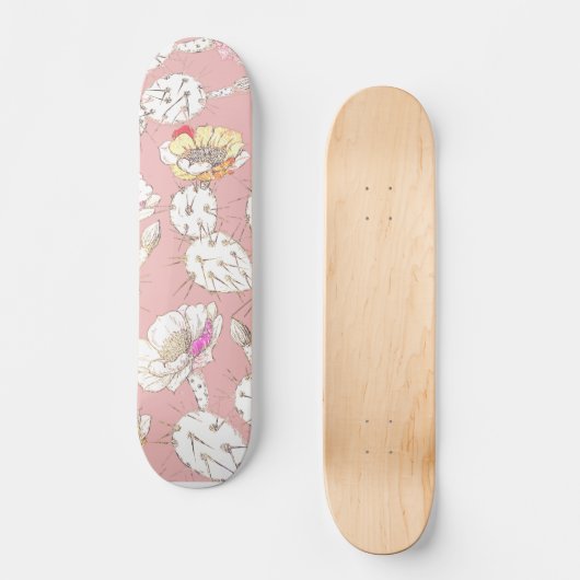 Moderne witte goudroze roze katus Floral Pattern Persoonlijk Skateboard (Voorkant)