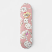Moderne witte goudroze roze katus Floral Pattern Persoonlijk Skateboard (Voorkant)