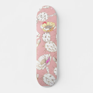 Moderne witte goudroze roze katus Floral Pattern Persoonlijk Skateboard